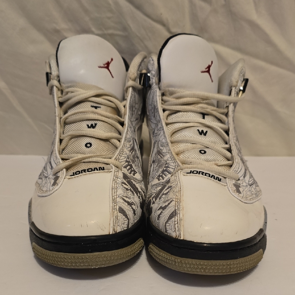 Jordan White and Black Sneakers with Red Logo